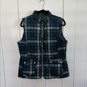 St John’s Bay Plaid Puffer Vest Quilted Full Zip Women's L Jacket